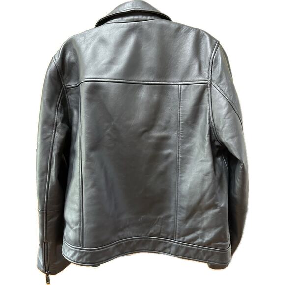 Ted Baker London Mens Ovine Leather CARVE Biker Jacket Black Sz 5 XL $1095 - Picture 3 of 15